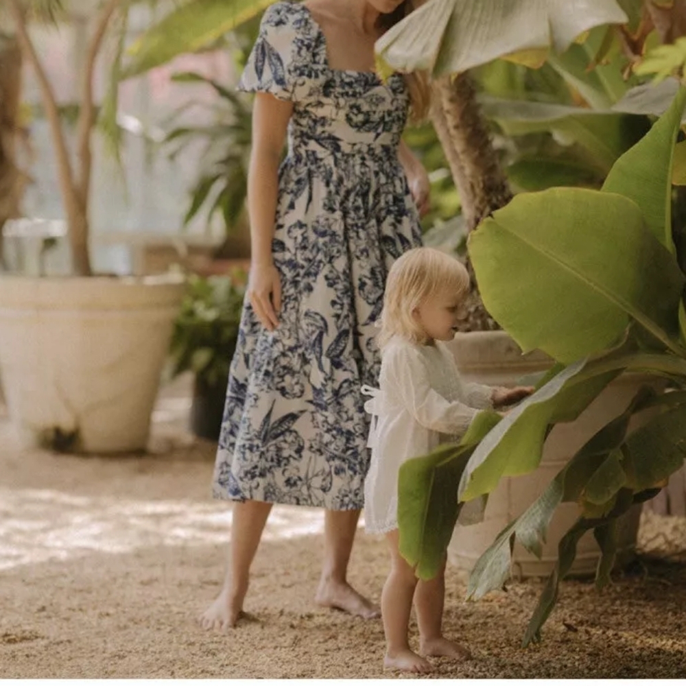 ABERCROMBIE Emerson Poplin Puff Sleeve Midi Dress Whitefloral/blue. NO L… - Picture 10 of 15